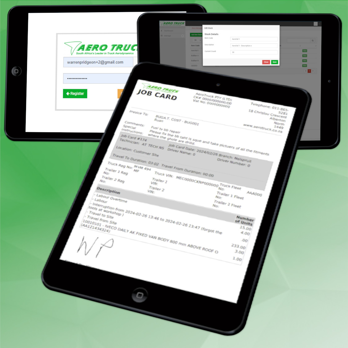AeroTruck: paper job cards replaced with a digital system